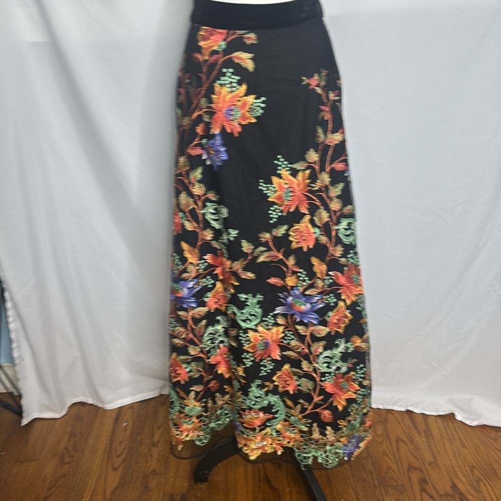Soft Surroundings Fully embroidered  A line Maxi skirt - Picture 5 of 7